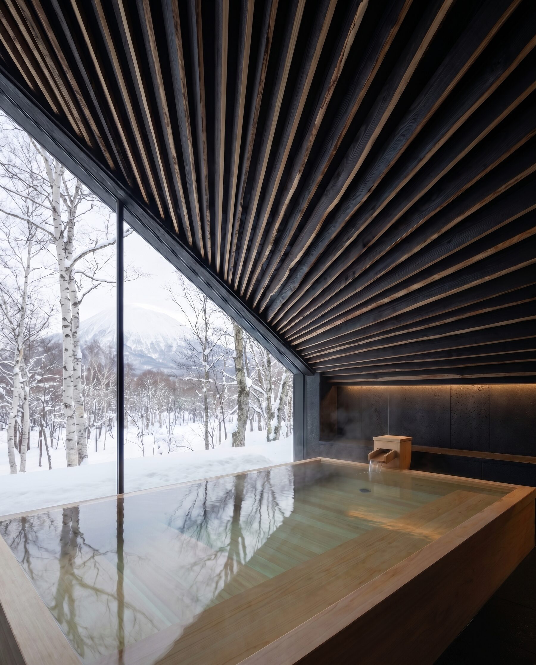 Snow Villa onsen bath with snow view