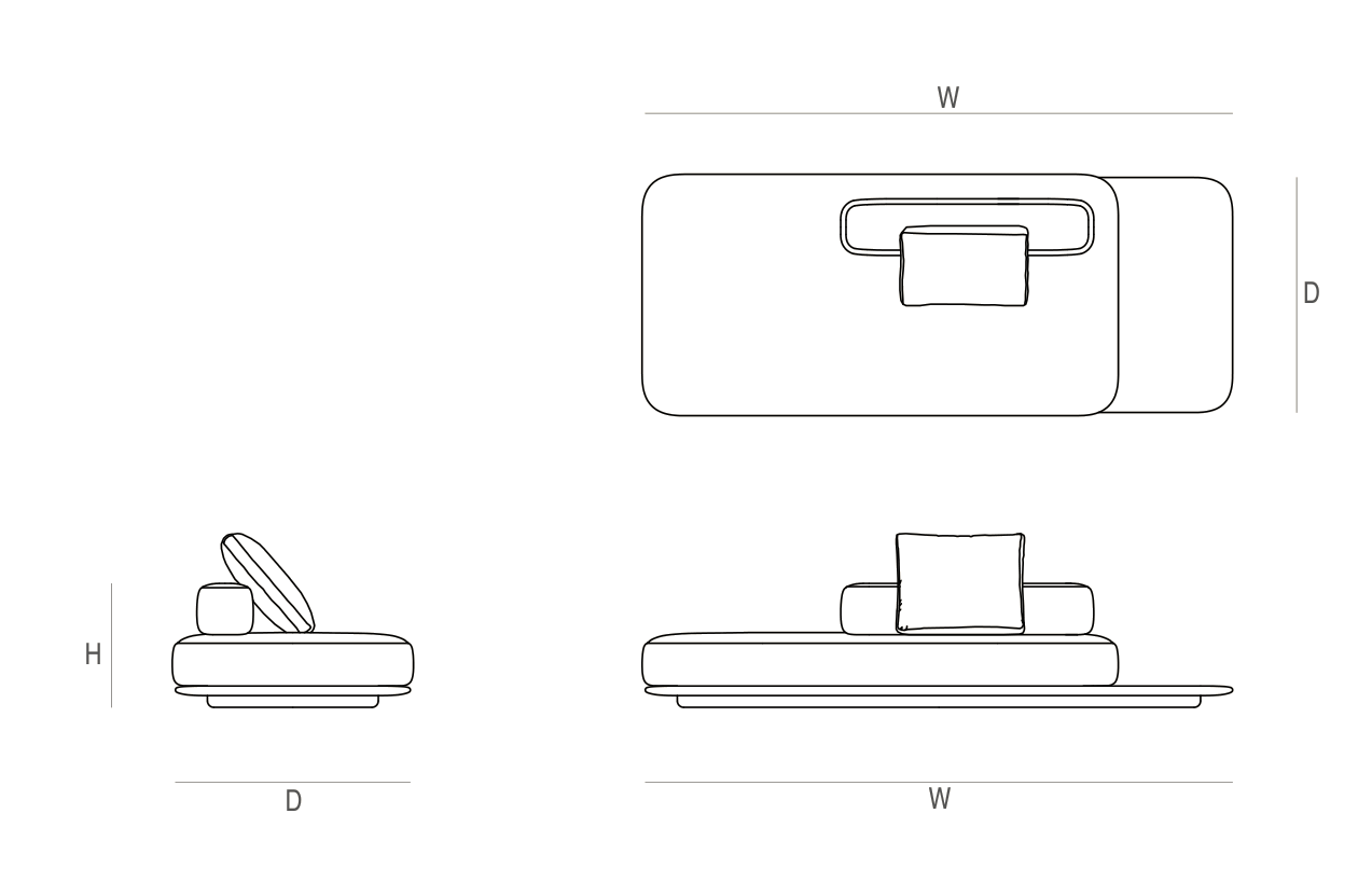 Sora single module dimension drawing marked W, D and H