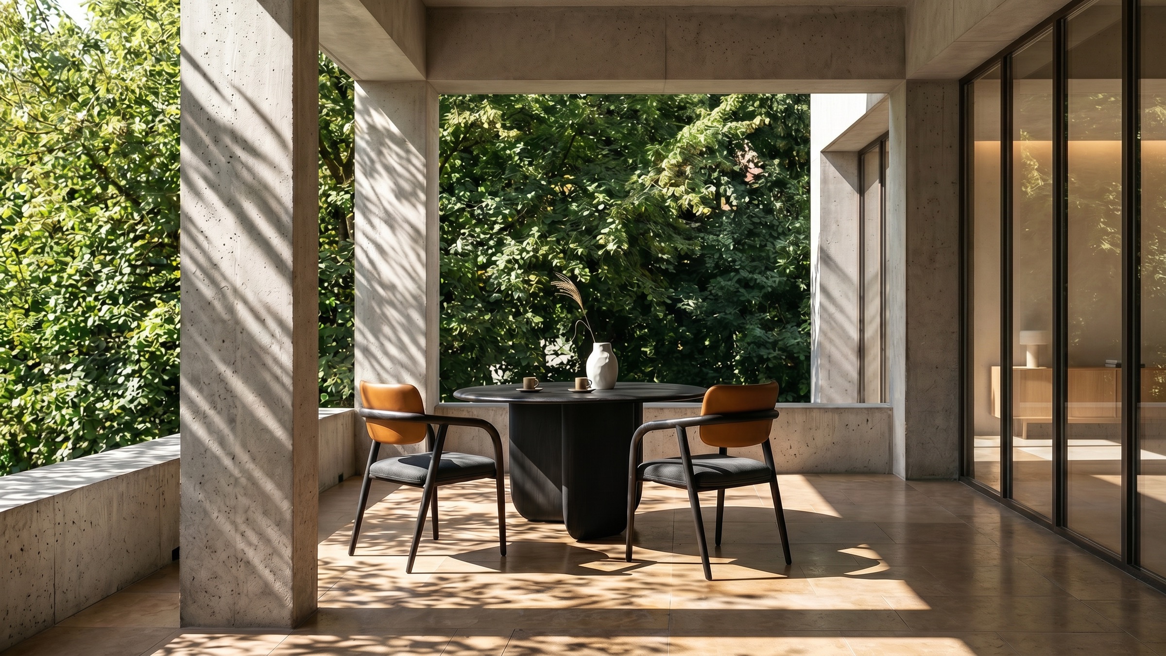 ENWA — Maru round table on a shaded japandi terrace