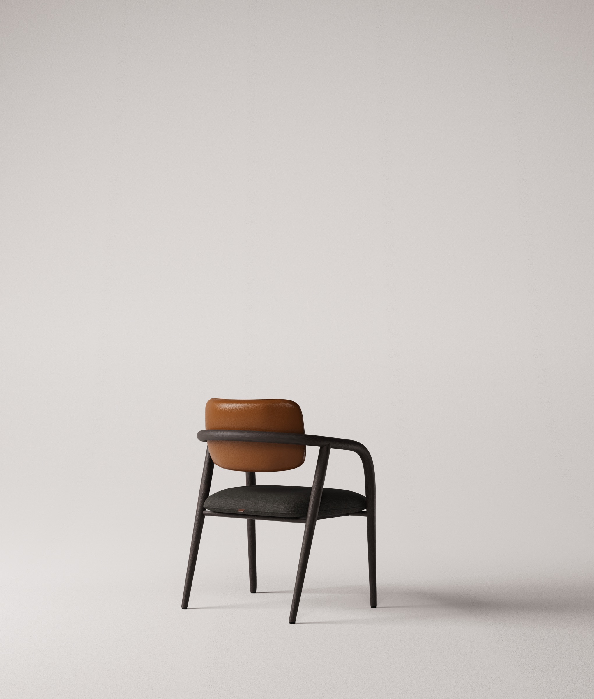 Yume chair in brown leather — curve detail