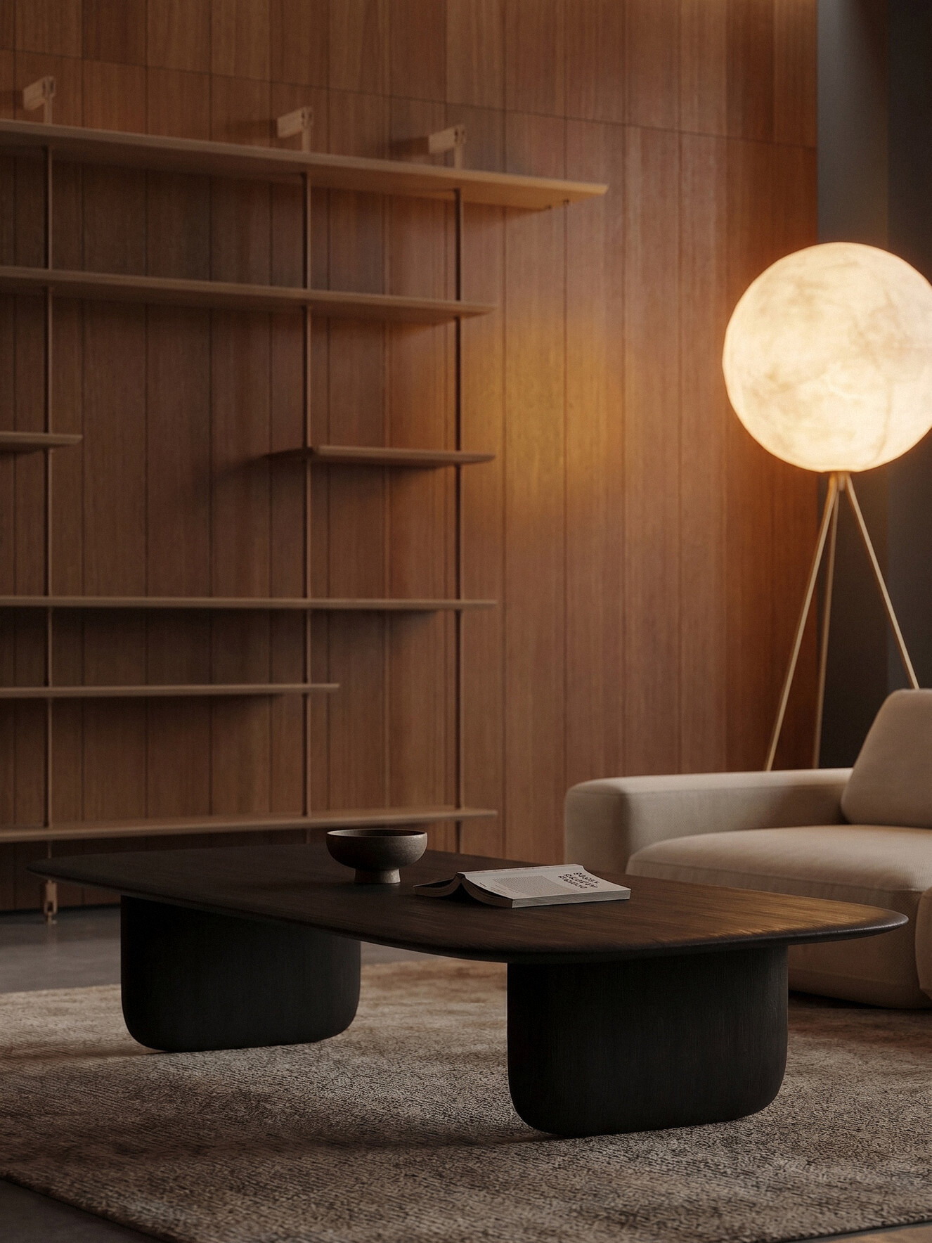 Shizu Low Table in a timber living room