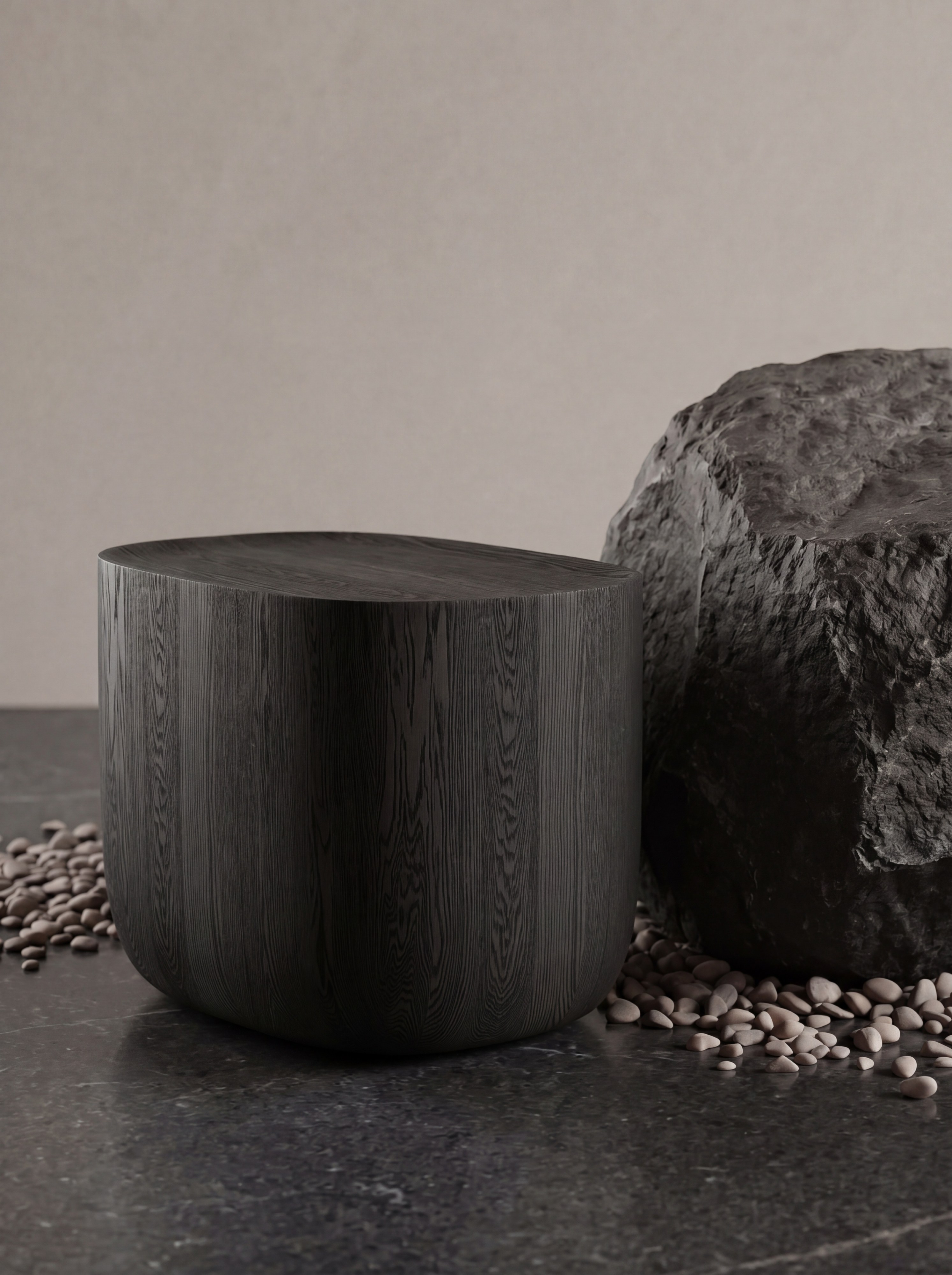 Ishi Stool detail — continuous solid oak form