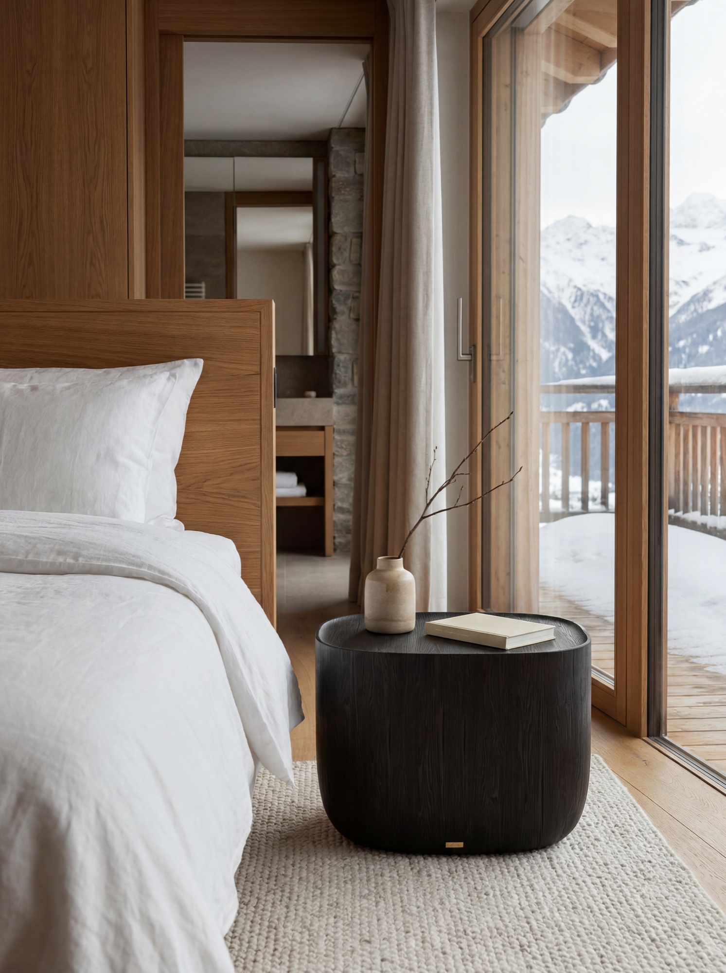 Ishi used as a bedside side table