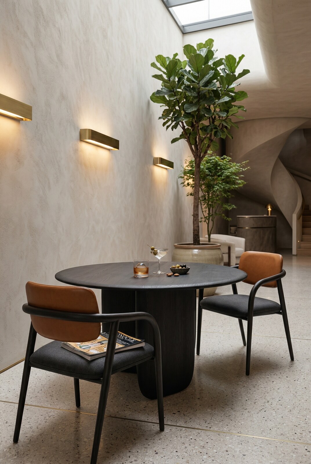 Maru in a modern lobby interior