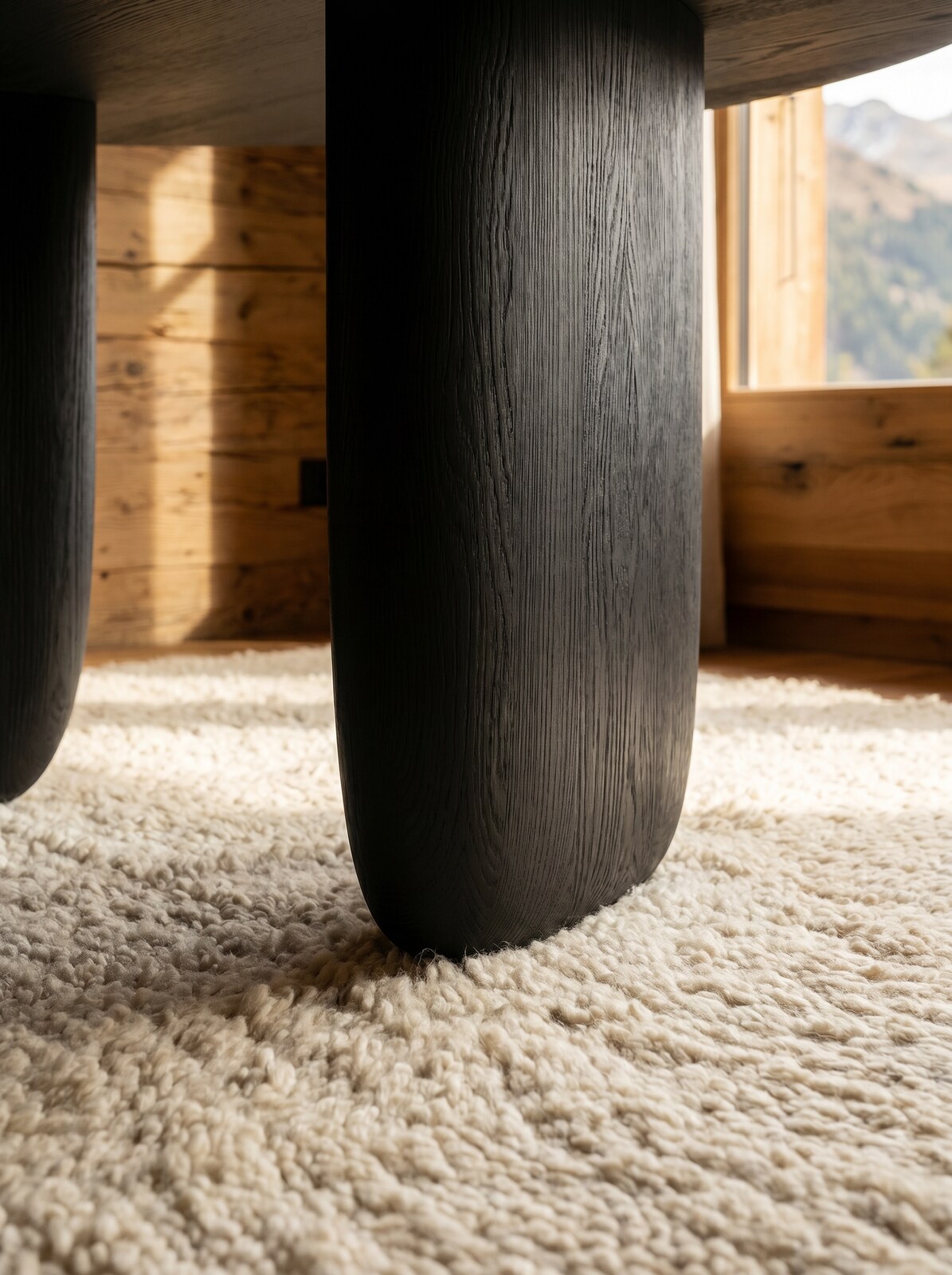 Maru Dining Table — bowed leg meeting the floor