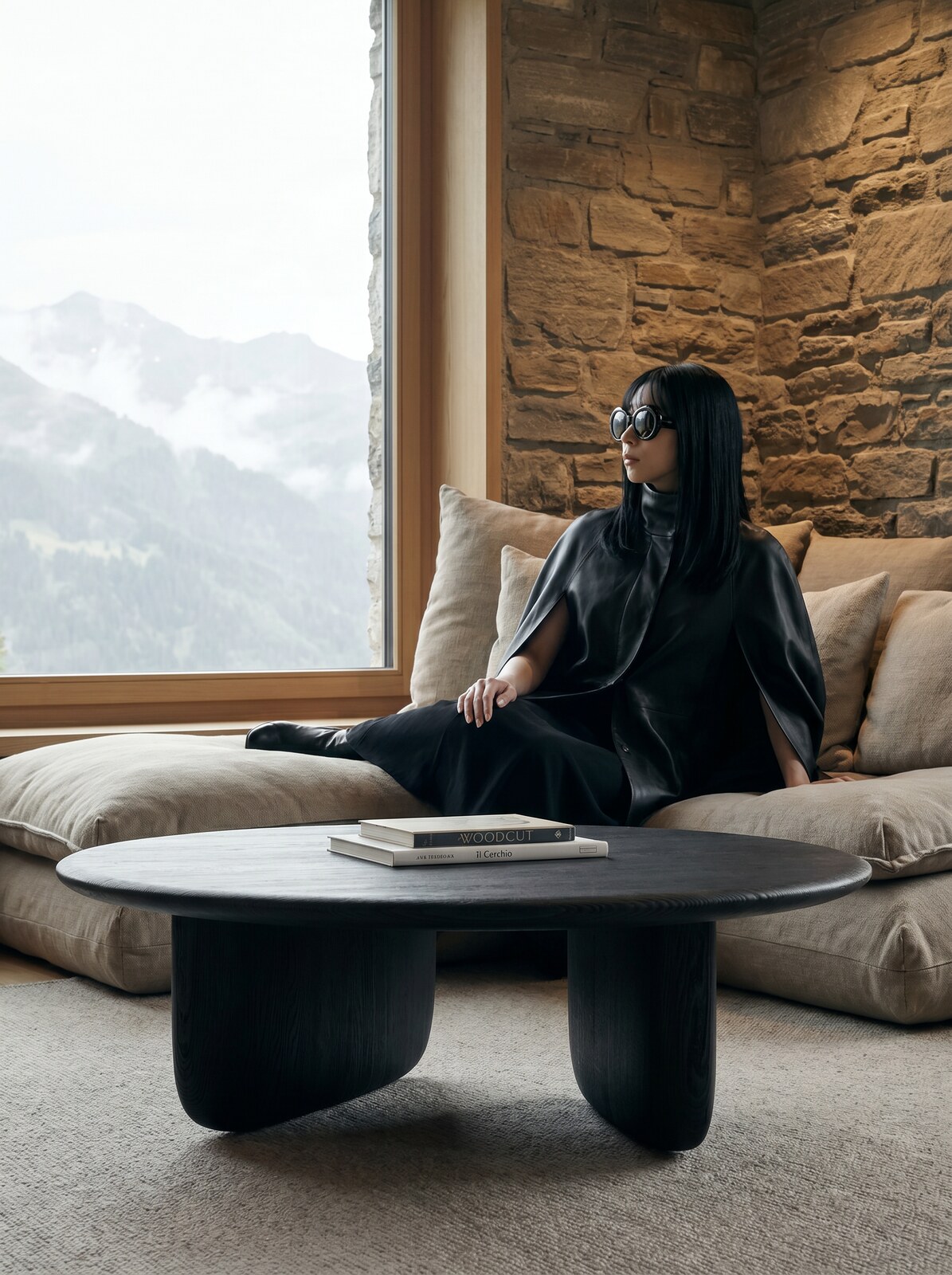 Tsuki Coffee Table in a living room by the window