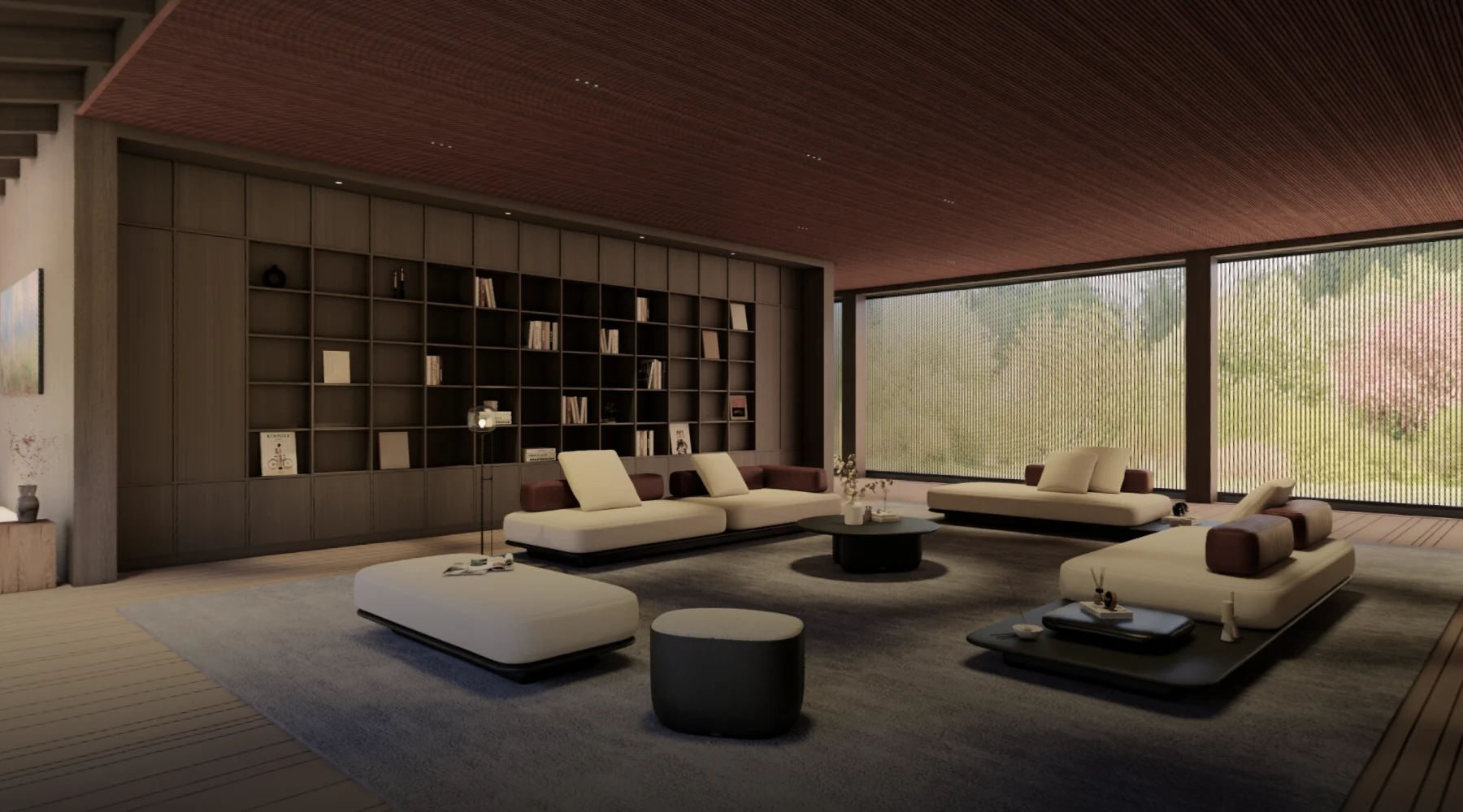 ENWA furniture arranged in the virtual living and dining interior