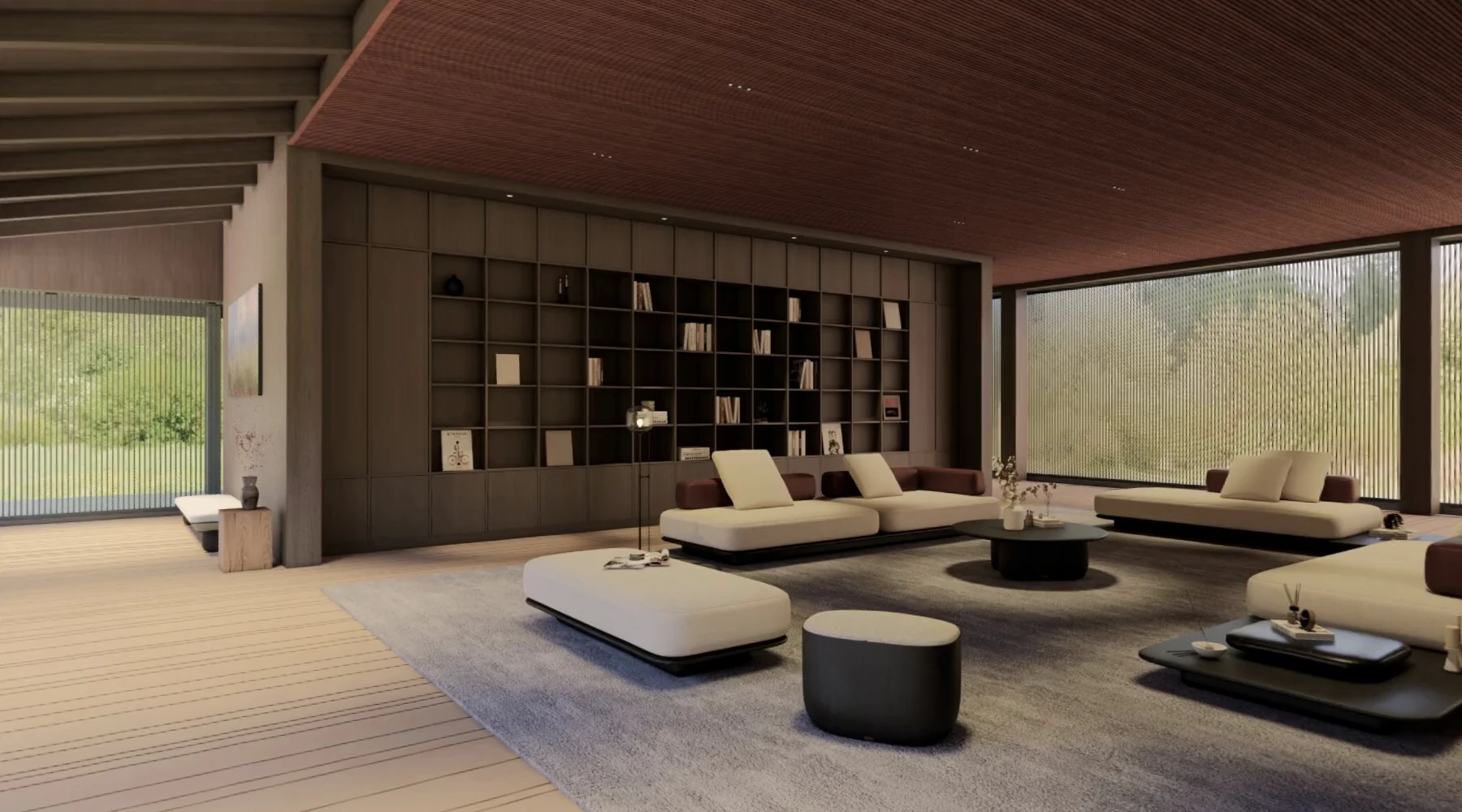 ENWA furniture arranged in the virtual living and dining interior