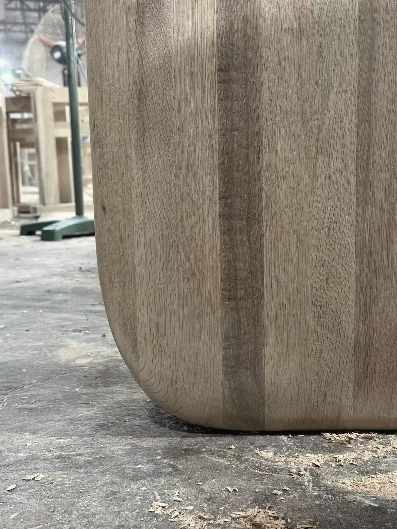 Grain in a curved unfinished timber component